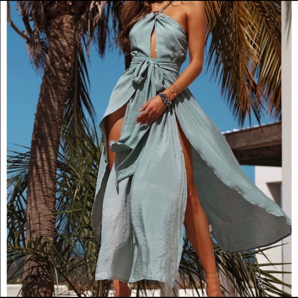 Hello Molly green teal maxi dress